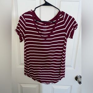 Red and white stripped American Eagle tshirt